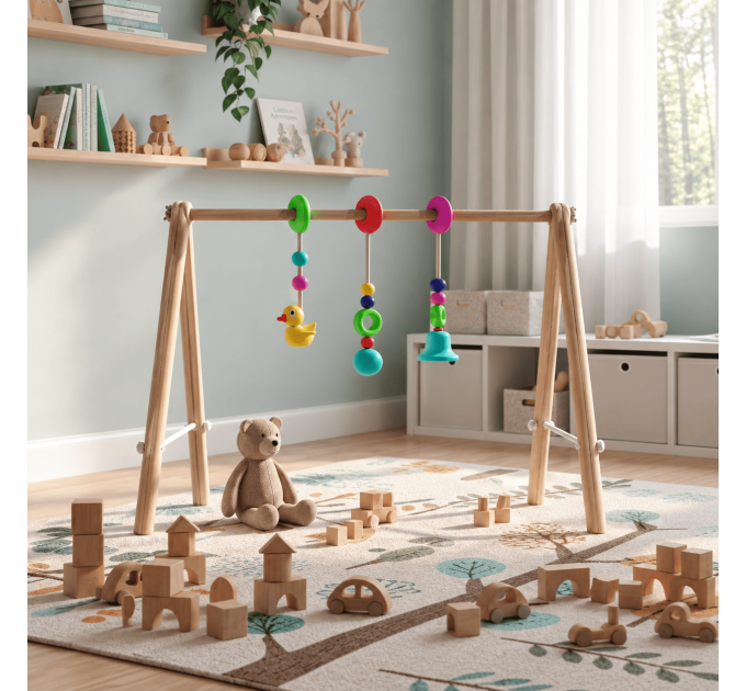 Build plan for wooden baby gym frame, Scandinavian - mobile activity play gym playset DIY - Digital Download Only