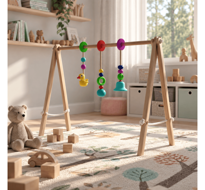 Build plan for wooden baby gym frame, Scandinavian - mobile activity play gym playset DIY - Digital Download Only