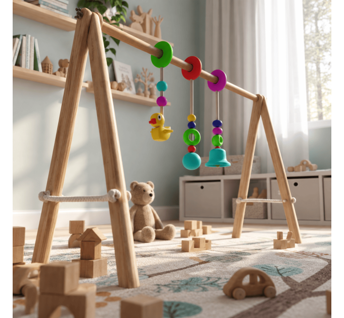 Build plan for wooden baby gym frame, Scandinavian - mobile activity play gym playset DIY - Digital Download Only