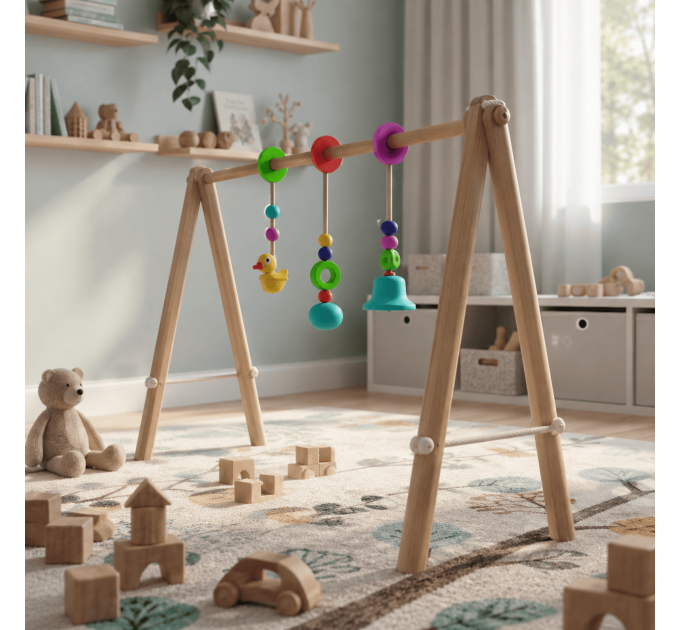 Build plan for wooden baby gym frame, Scandinavian - mobile activity play gym playset DIY - Digital Download Only