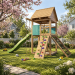 Playset build plan for kids, Playhouse - Wooden gardenhouse, Outdoor Wood Structure Climbing Wall Climber Slide - Digital Download Only