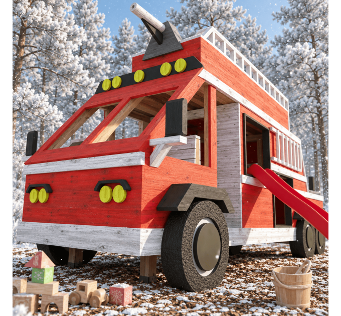 DIY Kids Fire Truck Playset Plans - Digital PDF Guide for Building a Custom Playset
