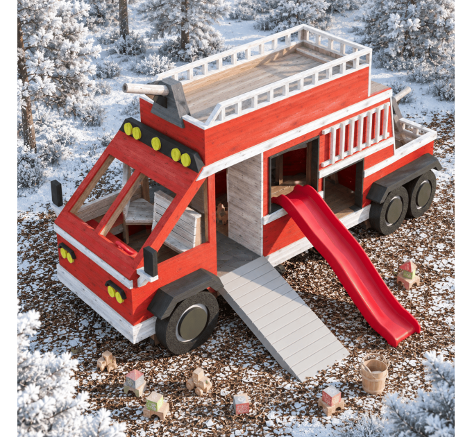 DIY Kids Fire Truck Playset Plans - Digital PDF Guide for Building a Custom Playset
