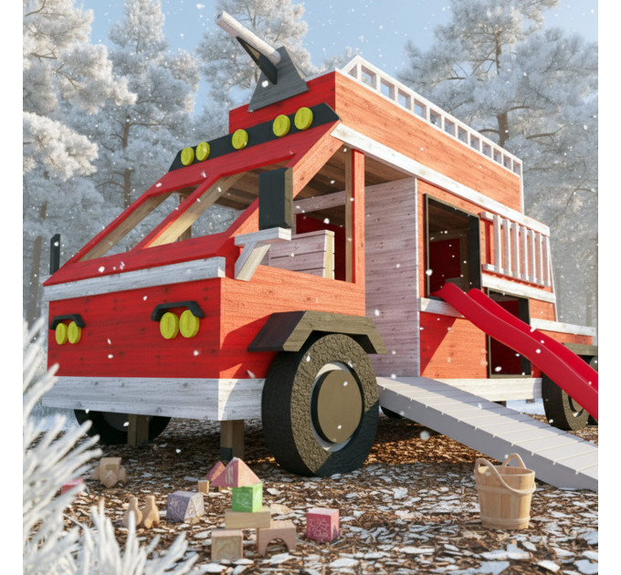DIY Kids Fire Truck Playset Plans - Digital PDF Guide for Building a Custom Playset