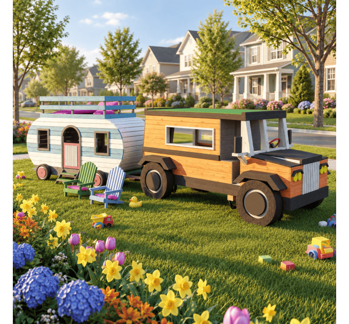 Kids Auto & Camper Playset DIY Plans - Digital PDF for Building Your Dream Playhouse