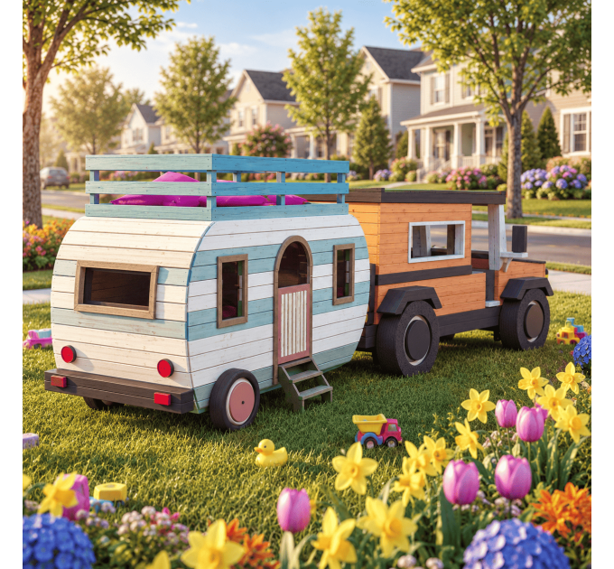 Kids Auto & Camper Playset DIY Plans - Digital PDF for Building Your Dream Playhouse