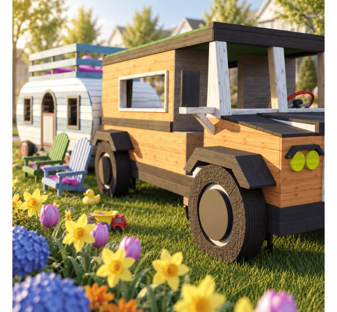 Kids Auto & Camper Playset DIY Plans - Digital PDF for Building Your Dream Playhouse