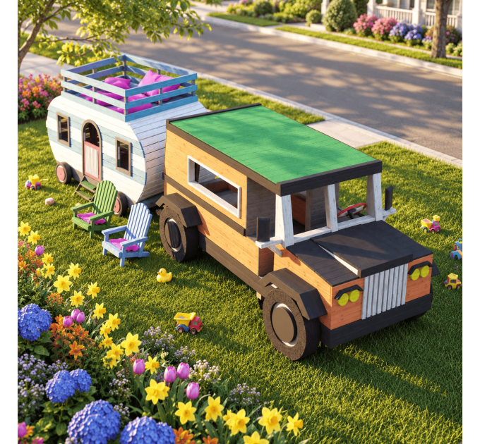 Kids Auto & Camper Playset DIY Plans - Digital PDF for Building Your Dream Playhouse