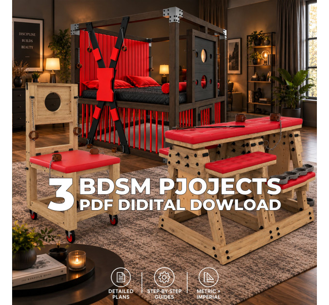 BDSM Bed, Bondage Chair & Spanking Bench DIY Plans Bundle