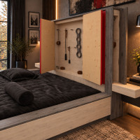 Adult play bed with hidden BDSM hardware – Digital Download Only
