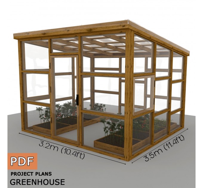 12'x11' Greenhouse Plans, greenhouse build, Framed greenhouse plans, Garden house, Greenhouse diy plan - Digital Download Only