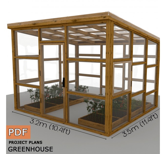 12'x11' Greenhouse Plans, greenhouse build, Framed greenhouse plans, Garden house, Greenhouse diy plan - Digital Download Only