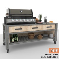 Outdoor Kitchen Table Plans, Wooden Kitchen Instructions - Digital Download Only