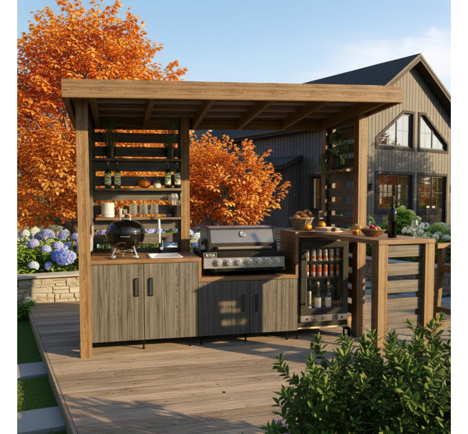Step-by-Step Wooden Outdoor Kitchen Plans - Digital Download