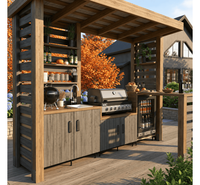 Step-by-Step Wooden Outdoor Kitchen Plans - Digital Download