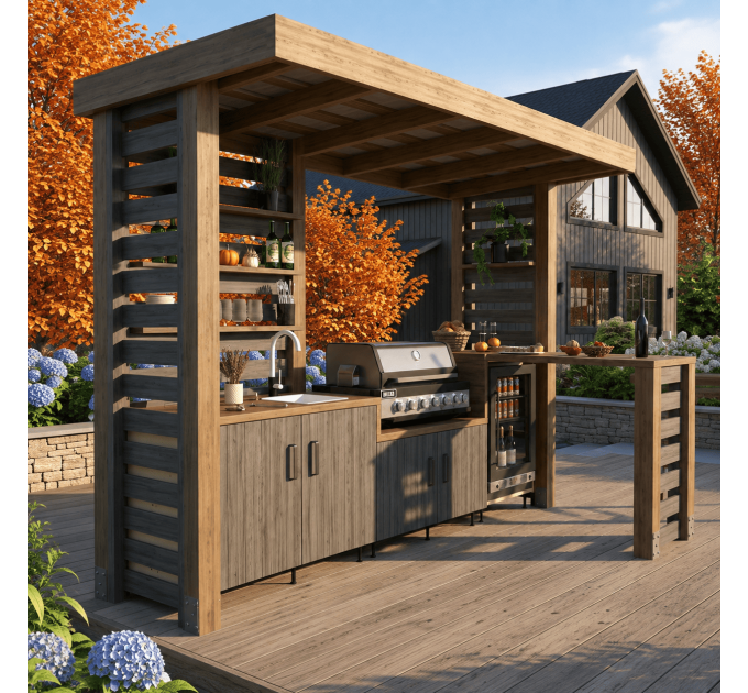 Step-by-Step Wooden Outdoor Kitchen Plans - Digital Download