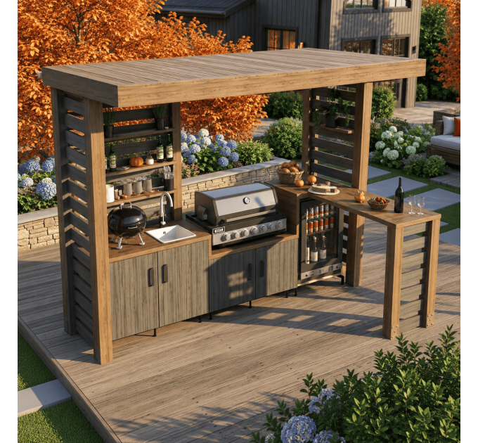 Step-by-Step Wooden Outdoor Kitchen Plans - Digital Download