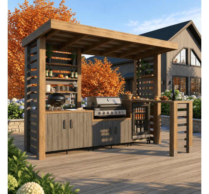 Step-by-Step Wooden Outdoor Kitchen Plans - Digital Download