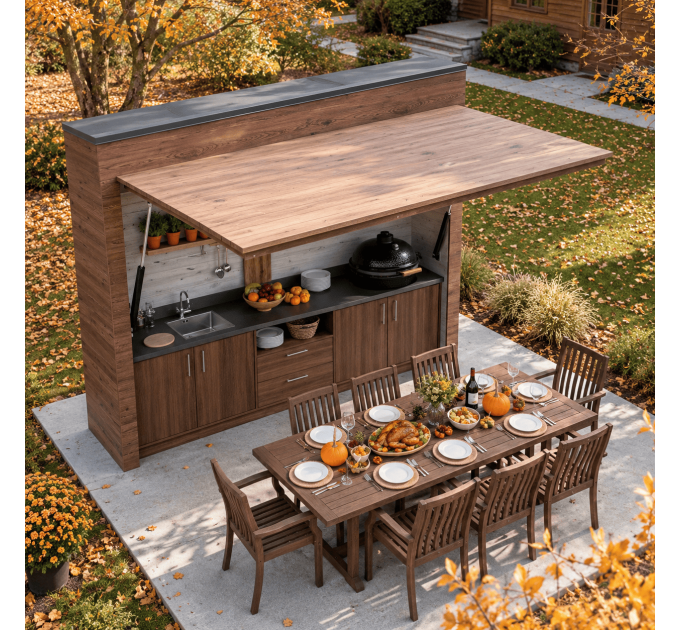 DIY Grill Shelter Plans – BBQ Shed Kit with Closing Panels