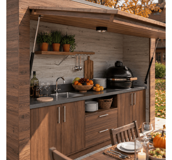 DIY Grill Shelter Plans – BBQ Shed Kit with Closing Panels