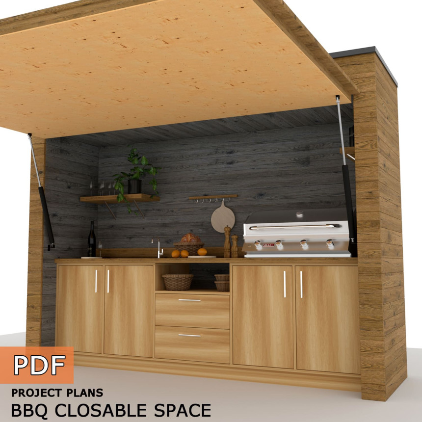 BBQ Closable Space, DIY Grill Shed Station - Digital Download Only