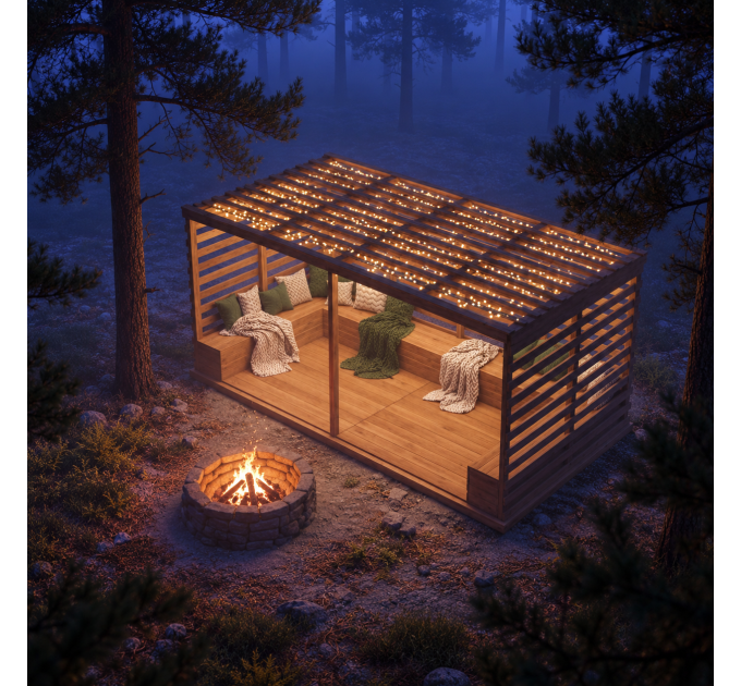 Modern patio plan, shelter plan, covered shelter, outdoor house, pavilion plan, pergola - Digital Download Only