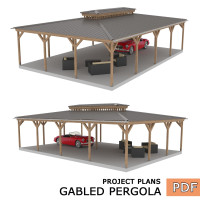 DIY Pergola, Wood gazebo plan, Complete pavilion, Gable timber frame pavilion, Gable pergola - Digital Download Only
