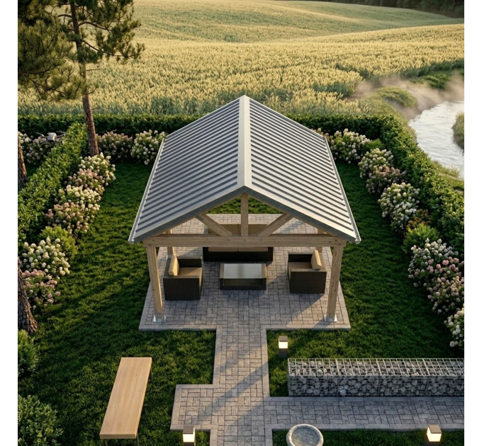 Gabled pergola, Pavilion blueprints, Family project, Gazebo drawings, Grill veranda, Gazebo plans - Digital Download Only
