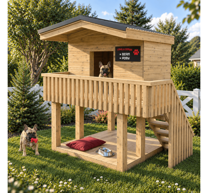 Wooden doghouse, Step-by-step guide, DIY doghouse plans, Luxury dog houses, Dog house bed, Large/medium dog house - Digital Download Only