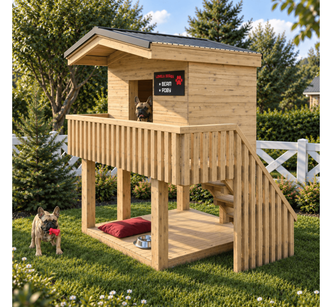 Wooden doghouse, Step-by-step guide, DIY doghouse plans, Luxury dog houses, Dog house bed, Large/medium dog house - Digital Download Only