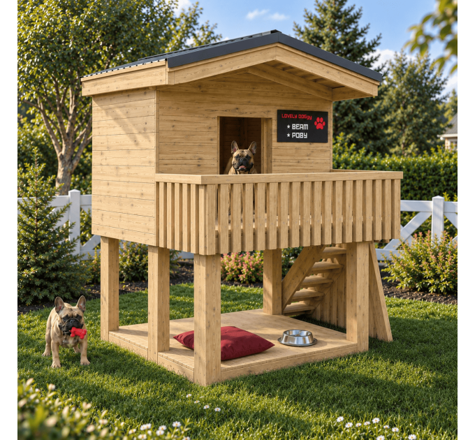 Wooden doghouse, Step-by-step guide, DIY doghouse plans, Luxury dog houses, Dog house bed, Large/medium dog house - Digital Download Only