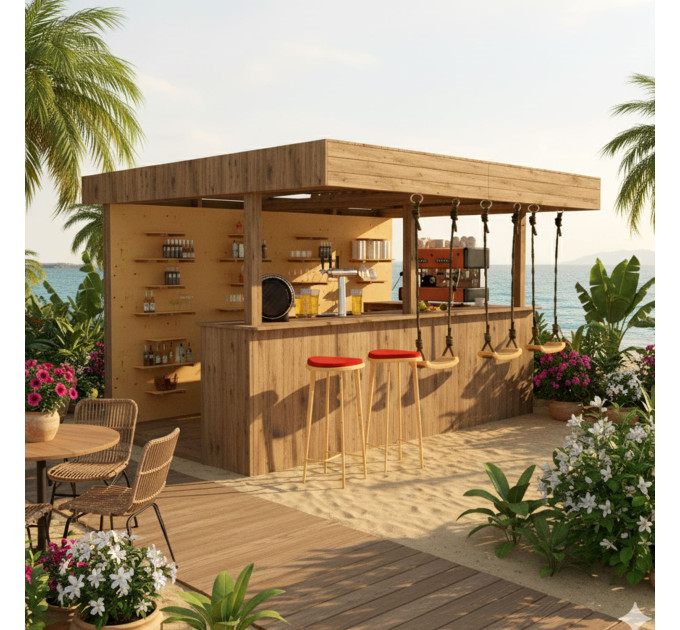 Outdoor Bar, backyard party pavilion, open-air bar, beach bar, outdoor house, party bar plan - Digital Download Only