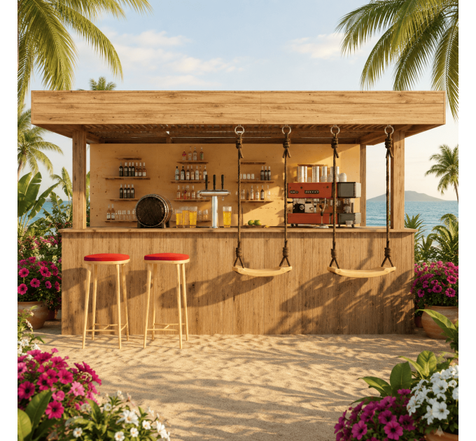 Outdoor Bar, backyard party pavilion, open-air bar, beach bar, outdoor house, party bar plan - Digital Download Only