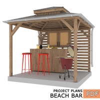 Backyard party pavilion, outdoor bar, open-air bar, beach bar, outdoor house, party bar plan - Digital Download Only