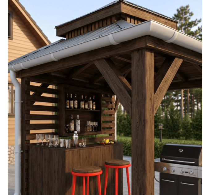 Outdoor Bar, backyard party pavilion, open-air bar, beach bar, outdoor house, party bar plan - Digital Download Only