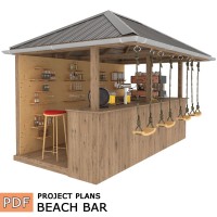 DIY Beach bar, outdoor open-air bar, backyard party pavilion, outdoor house, party bar plan - Digital Download Only