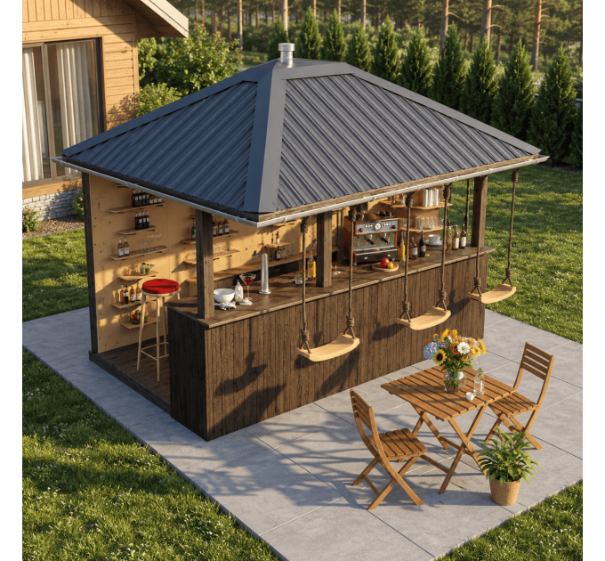 DIY Beach bar, outdoor open-air bar, backyard party pavilion, outdoor house, party bar plan - Digital Download Only
