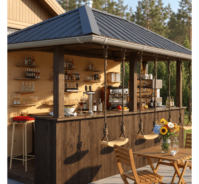 DIY Beach bar, outdoor open-air bar, backyard party pavilion, outdoor house, party bar plan - Digital Download Only