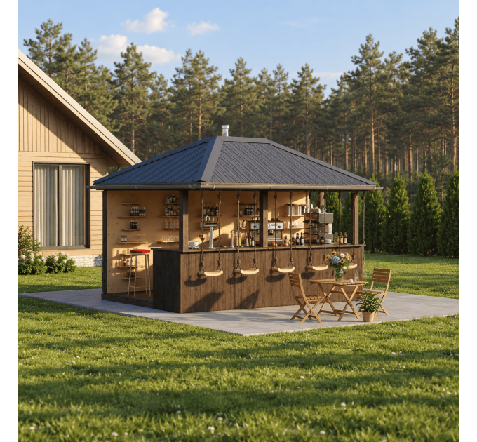 DIY Beach bar, outdoor open-air bar, backyard party pavilion, outdoor house, party bar plan - Digital Download Only