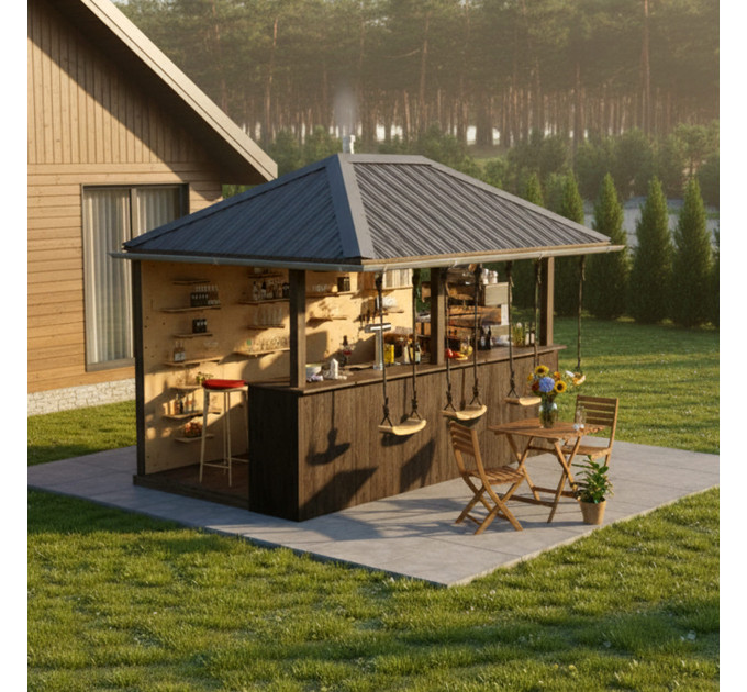 DIY Beach bar, outdoor open-air bar, backyard party pavilion, outdoor house, party bar plan - Digital Download Only