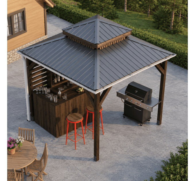 DIY Outdoor open-air bar, backyard party pavilion, beach bar, outdoor house, party bar plan - Digital Download Only