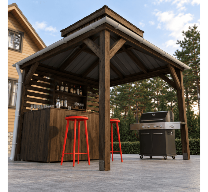DIY Outdoor open-air bar, backyard party pavilion, beach bar, outdoor house, party bar plan - Digital Download Only
