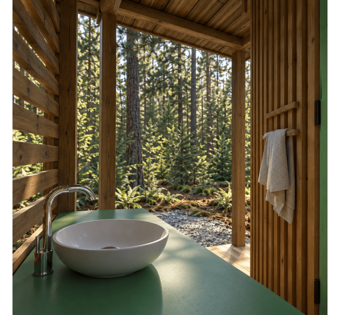 Outdoor Bathroom Shed Plans – Modern Outhouse with Shower, Toilet & Sink