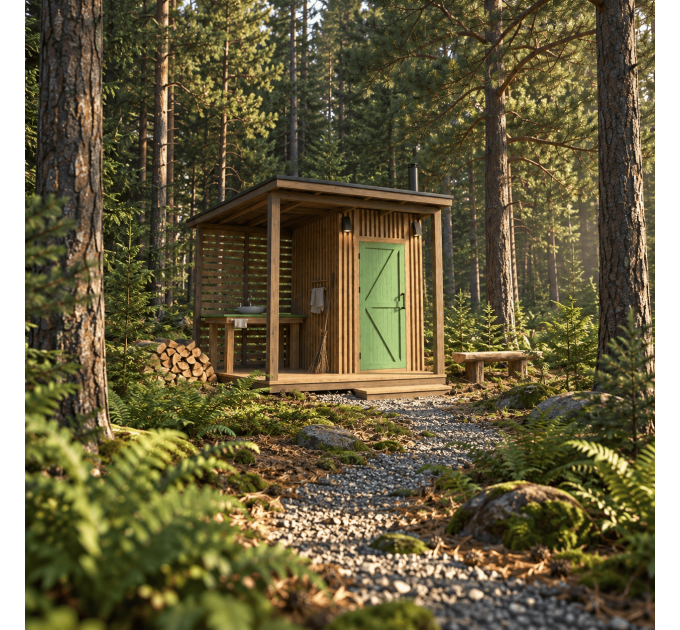 Outdoor Bathroom Shed Plans – Modern Outhouse with Shower, Toilet & Sink